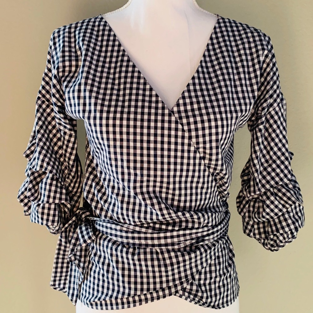 Gingham wrap top